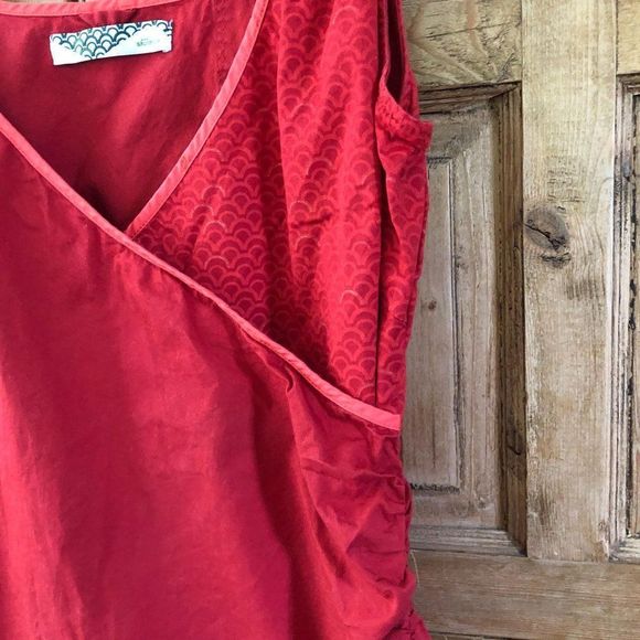 SkunkFunk 3 / M Red Faux Wrap Dress - Picture 3 of 11